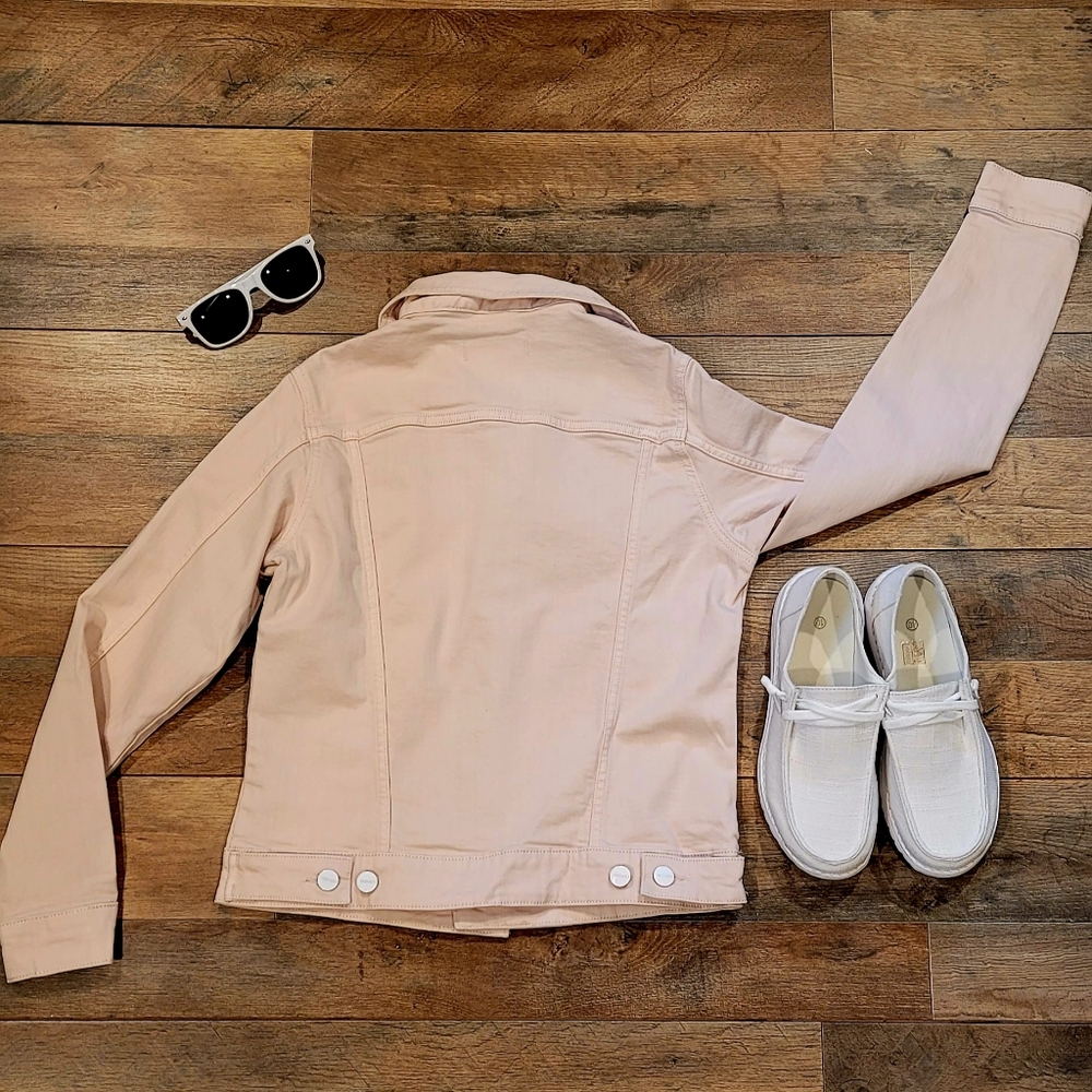 NWT Warp + Weft HKG Denim Jean Jacket - Baby Pink XS - Picture 3 of 6